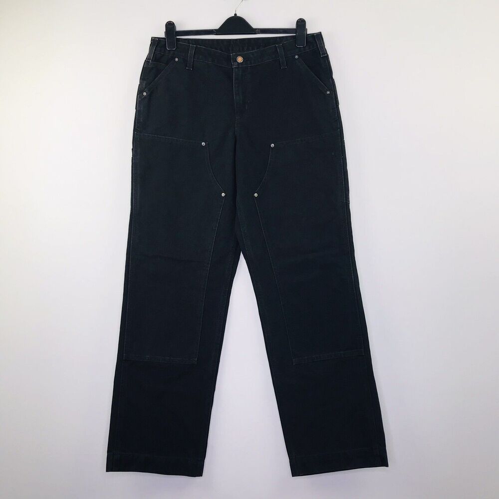 Carhartt Women 12 Tall Carpenter Pant Relaxed Fit Kane Dungaree Pocket Black NWT